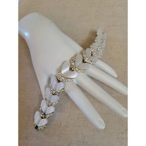 Vintage BSK Heart Shaped Moon Glow Thermoset Rhinestone  Bracelet Missing Stones